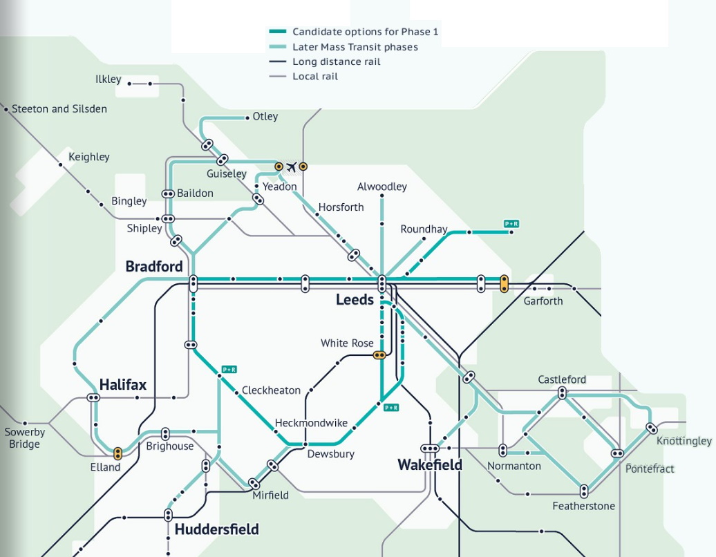 West Yorkshire Transport Network Phase 1 Map 